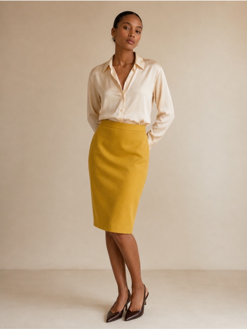 J. Crew No. 2 Wool Double-Serge Mustard Pencil Skirt - Classic Academia